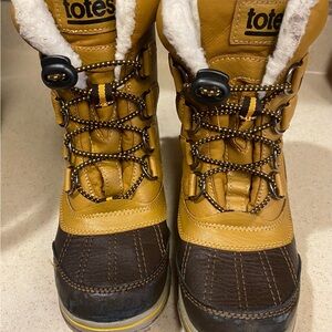 Totes Yellow and Brown Kids Snow Boots
